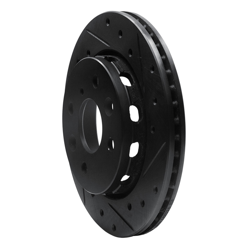 Kia Spectra Brake Rotor (1) - Front Right - R1 Concepts - Drilled & Slotted - Black - `94-`00